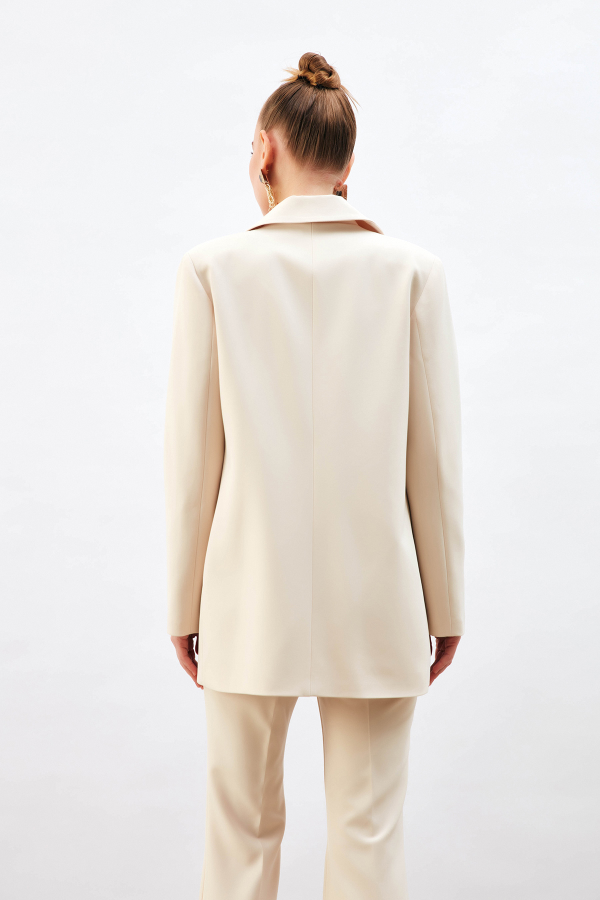 Tek Düğmeli Salaş Ceket - BEJ