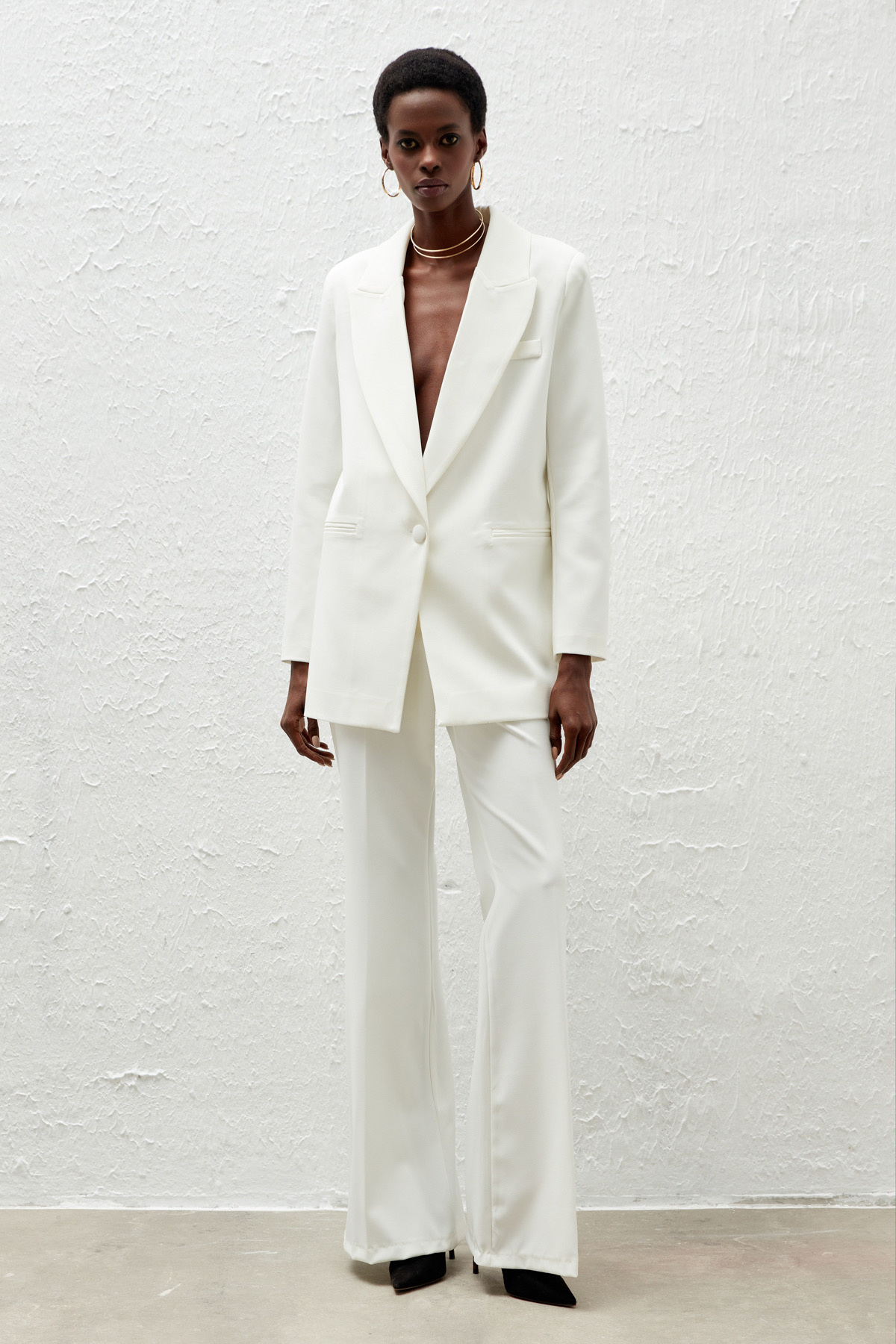 Tek Düğmeli Salaş Ceket - EKRU