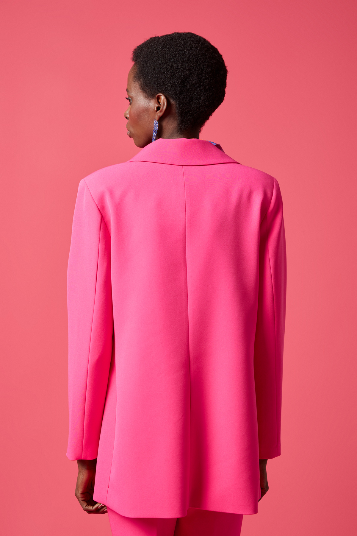 Tek Düğmeli Salaş Ceket - FUŞYA