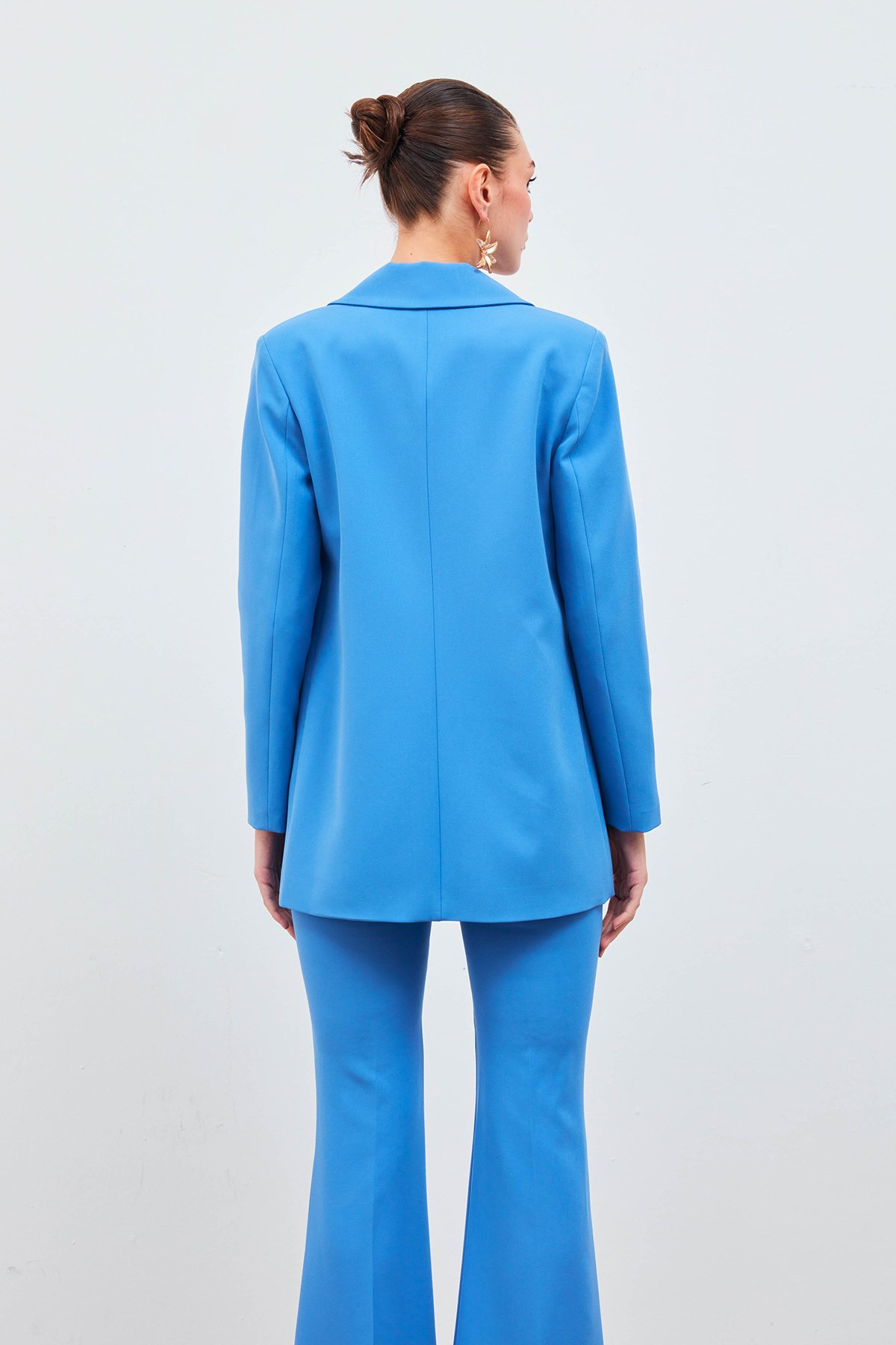 Tek Düğmeli Salaş Ceket - İNDİGO