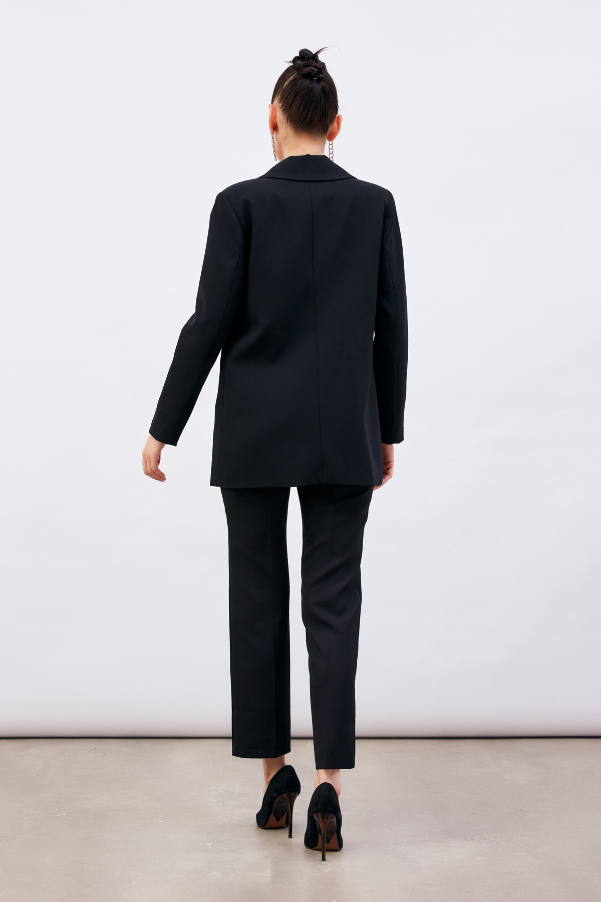 Tek Düğmeli Salaş Ceket - SİYAH