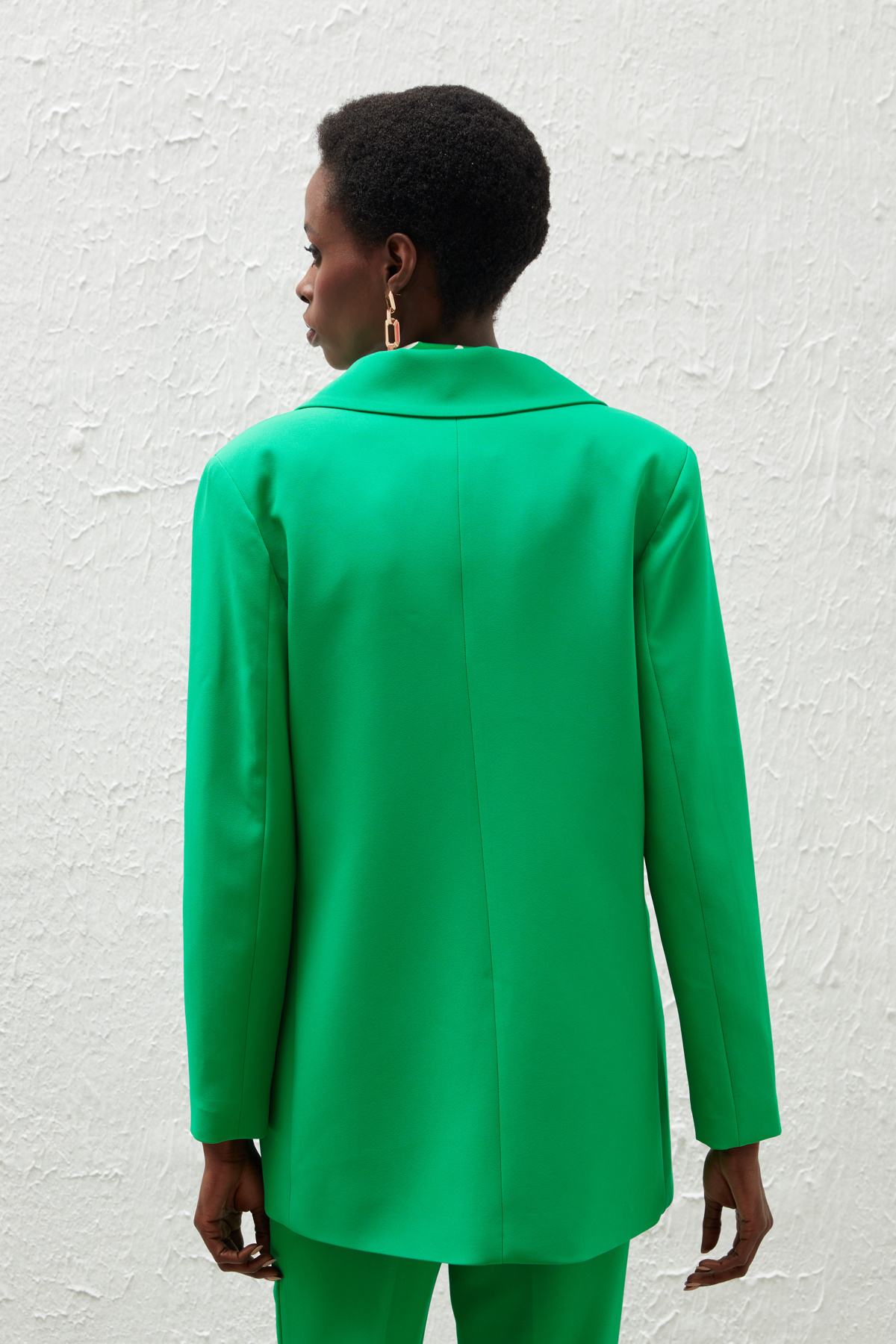Tek Düğmeli Salaş Ceket - YEŞİL