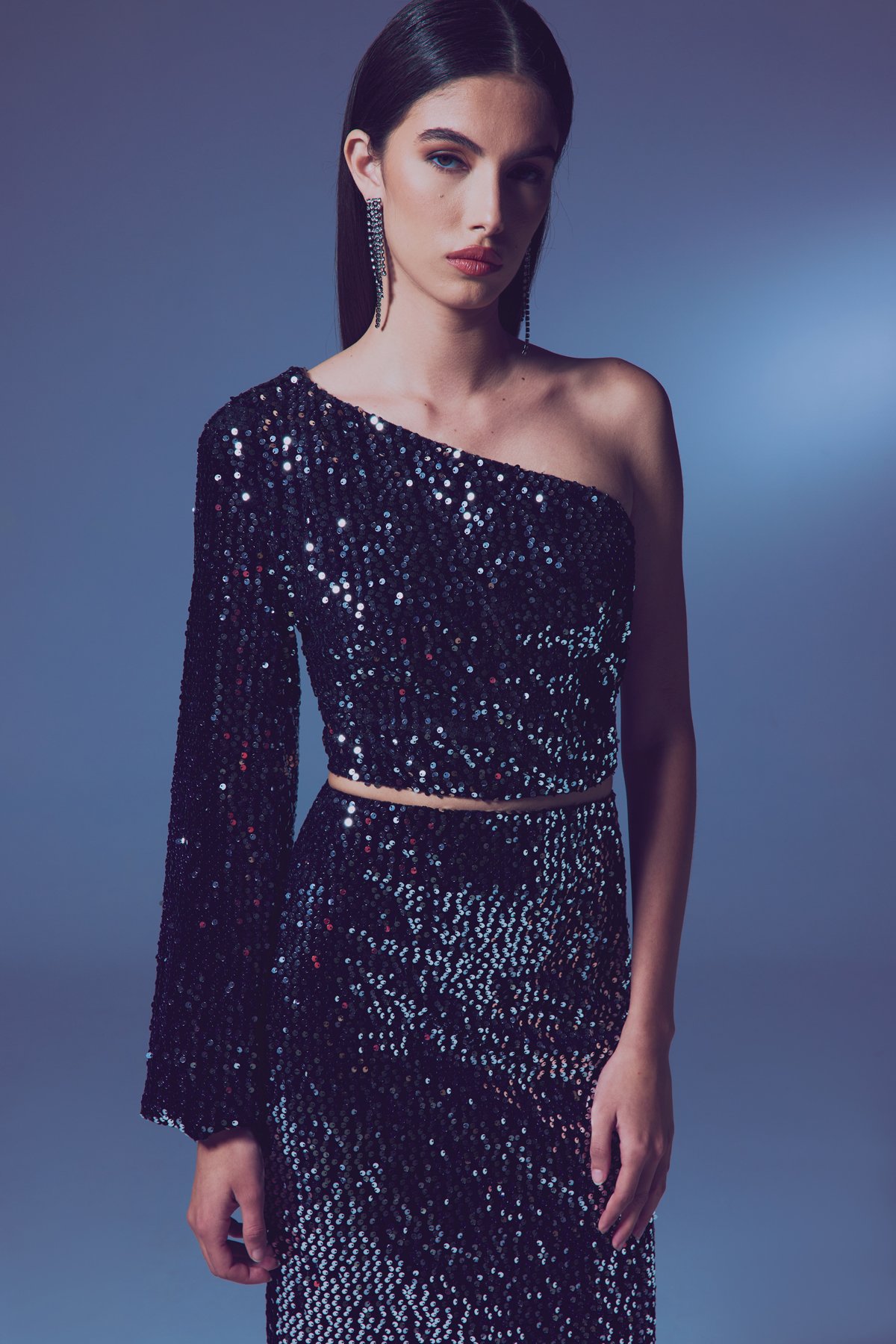 Tek Kollu Crop Bluz - GÜMÜŞ