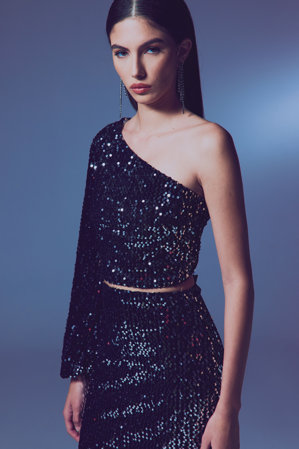 Tek Kollu Crop Bluz - GÜMÜŞ