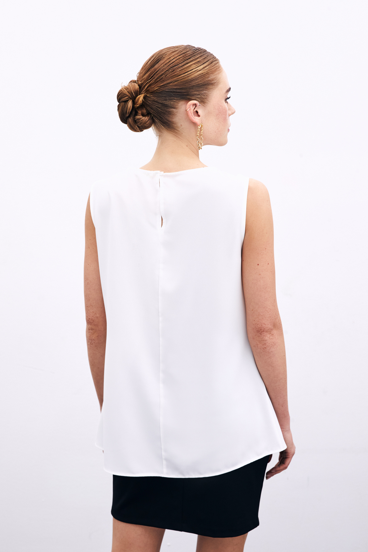 Tek Omuz Detaylı Bluz - Ekru