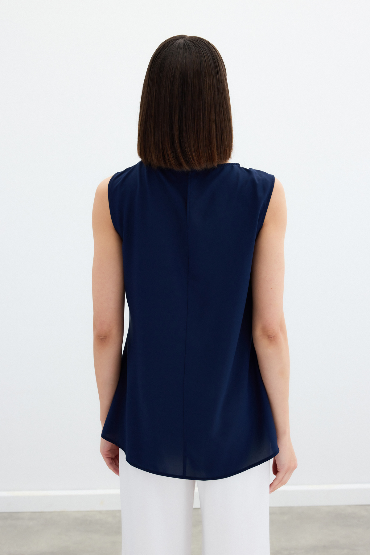 Tek Omuz Detaylı Bluz - Lacivert