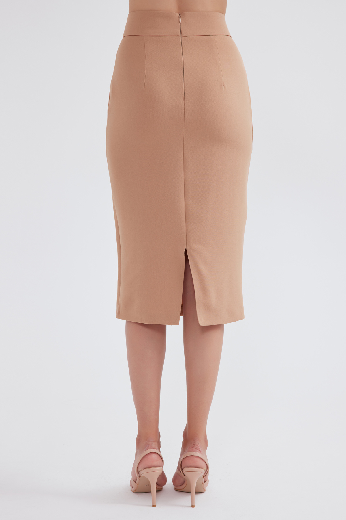 Toka detaylı  kalem etek - CAMEL