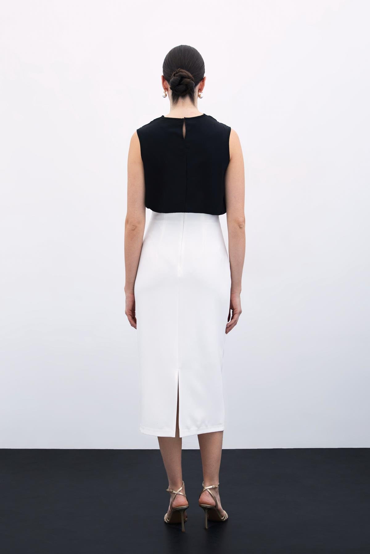 Toka Detaylı Kalem Etek - Ekru