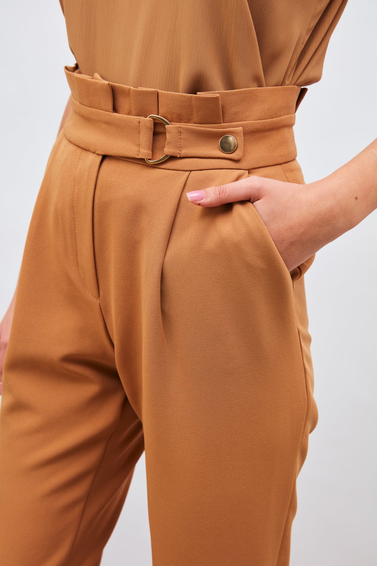 Toka Detaylı Pantolon - CAMEL