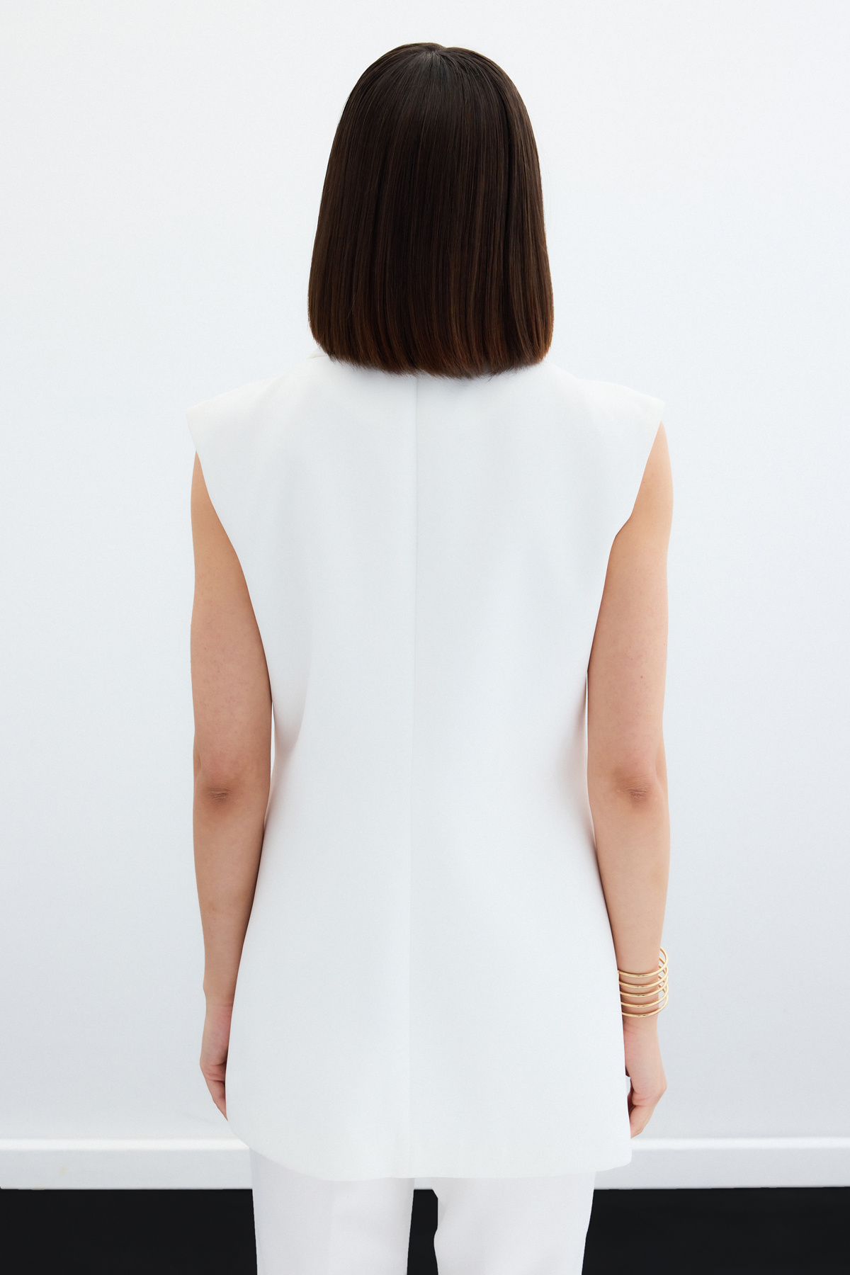 Toka Detaylı Uzun Yelek - Ekru