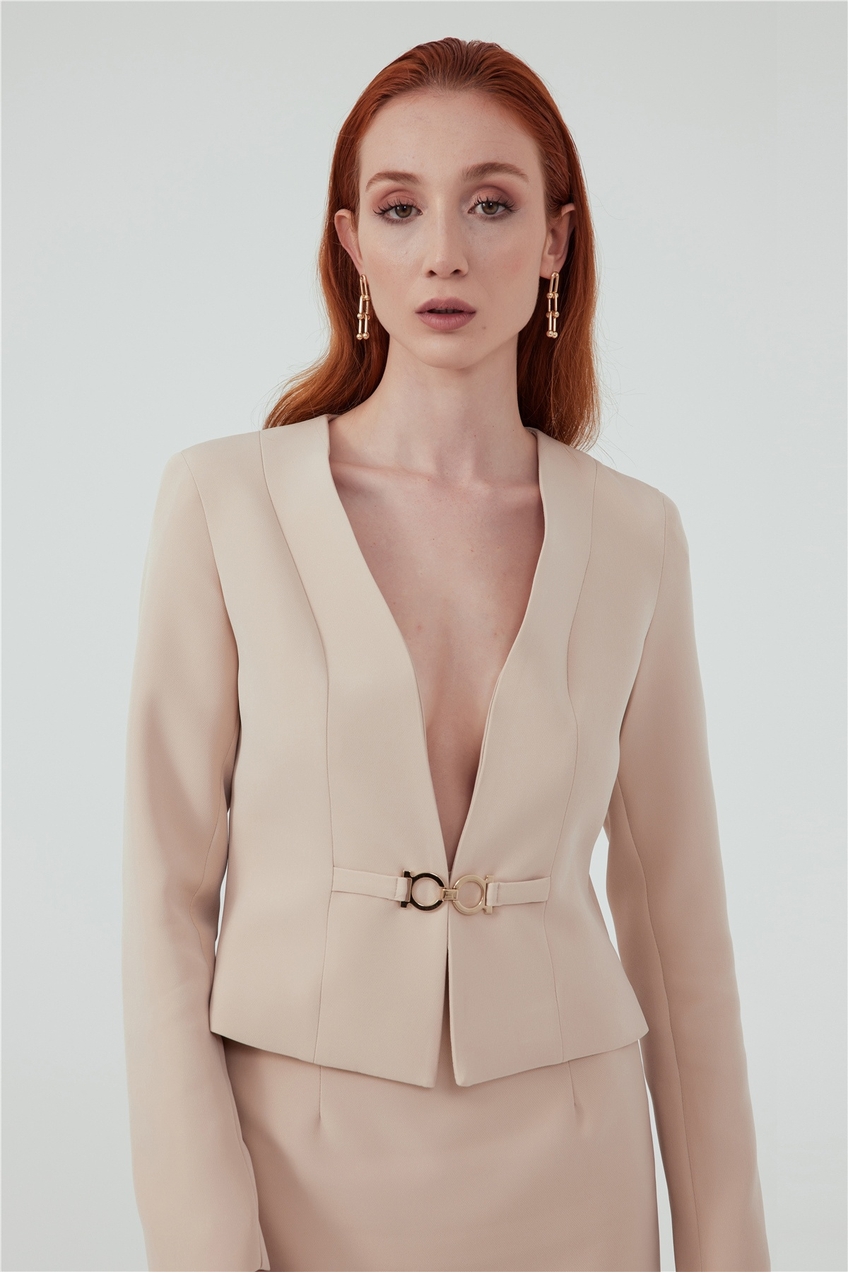 Buckled cropped jacket - STONE