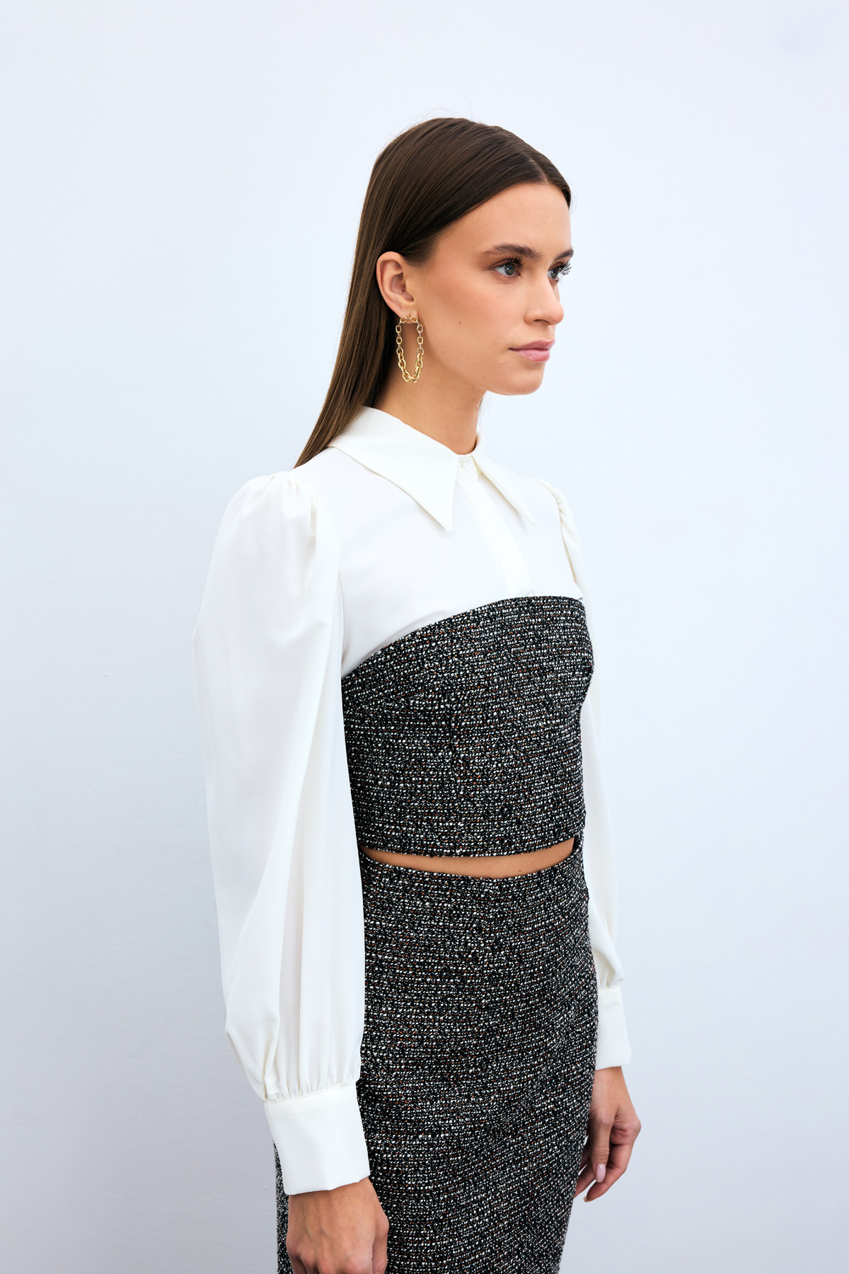 Tüvitli Gömlek Bluz - KAHVE