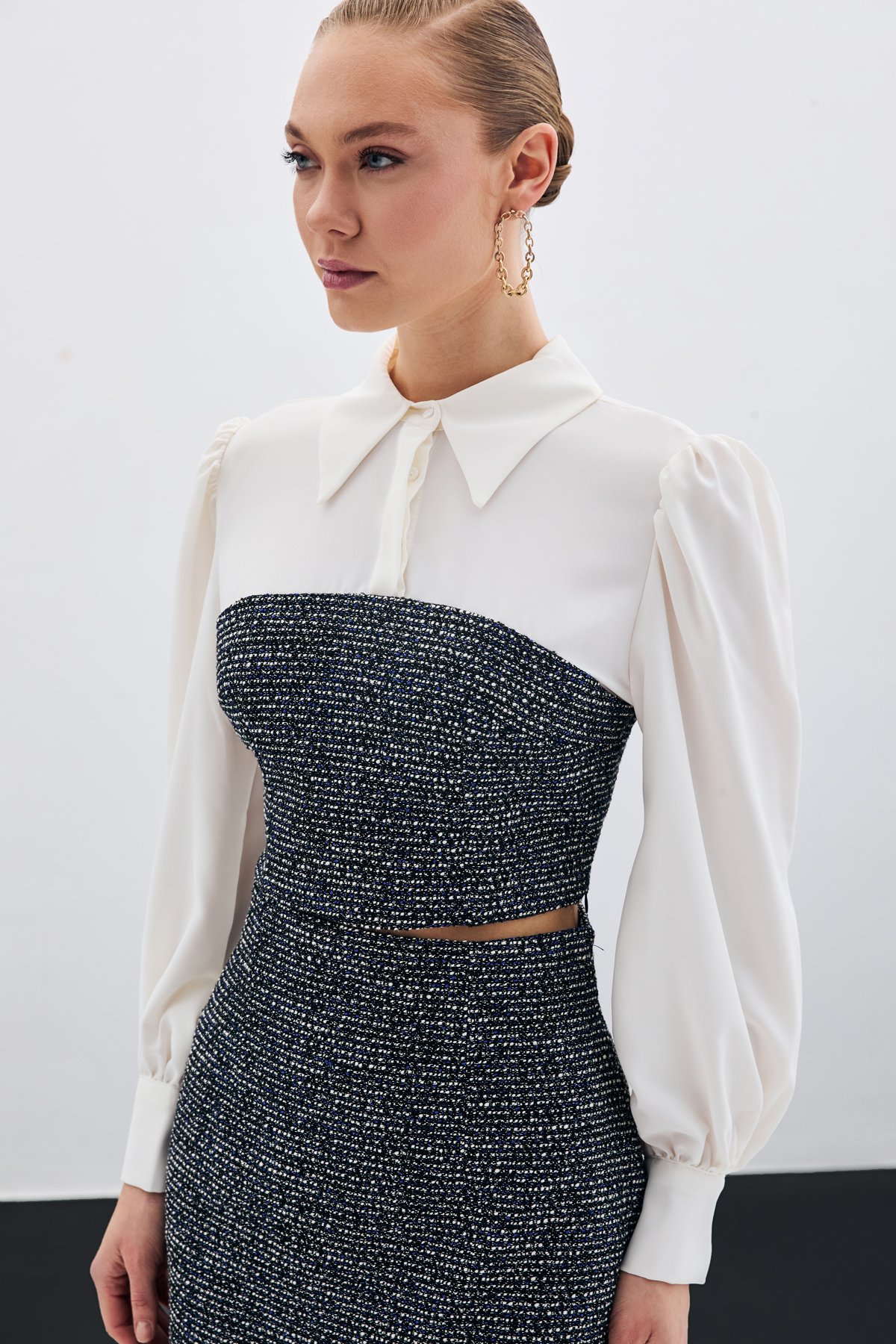 Tüvitli Gömlek Bluz - Sax Mavi