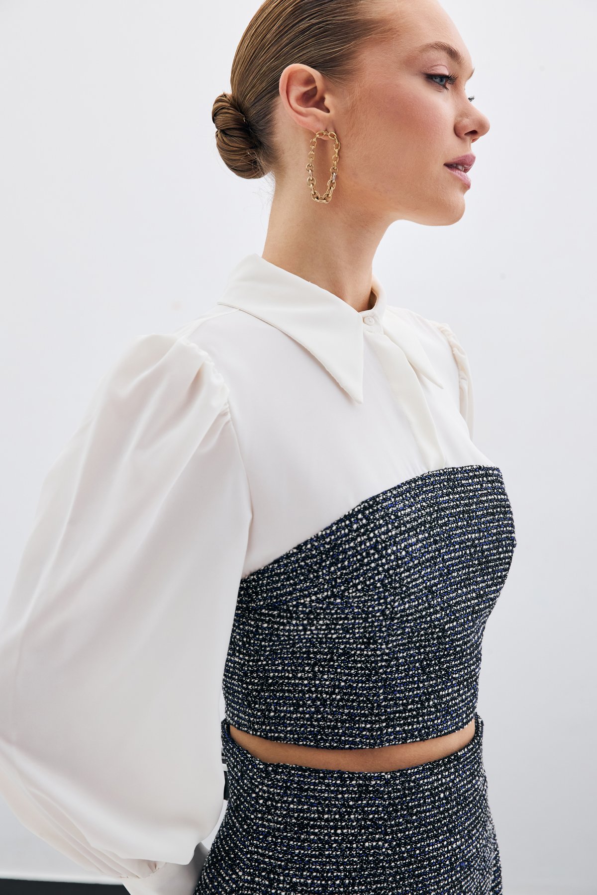 Tüvitli Gömlek Bluz - Sax Mavi