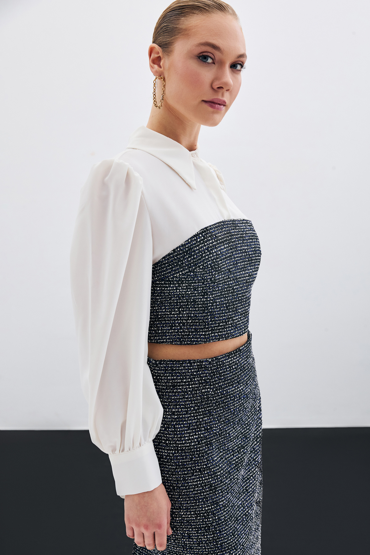 Tüvitli Gömlek Bluz - Sax Mavi