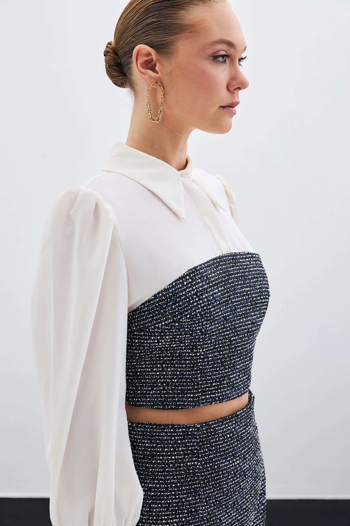 Tüvitli Gömlek Bluz - Sax Mavi