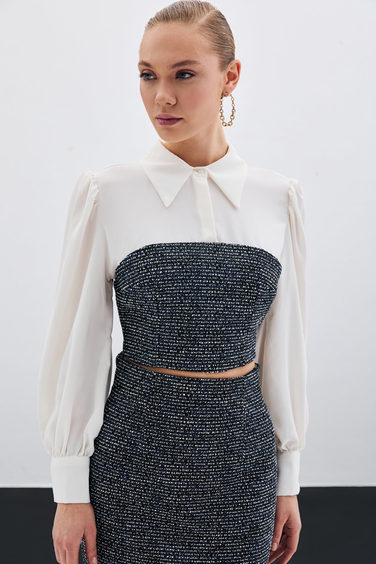 Tüvitli Gömlek Bluz - Sax Mavi