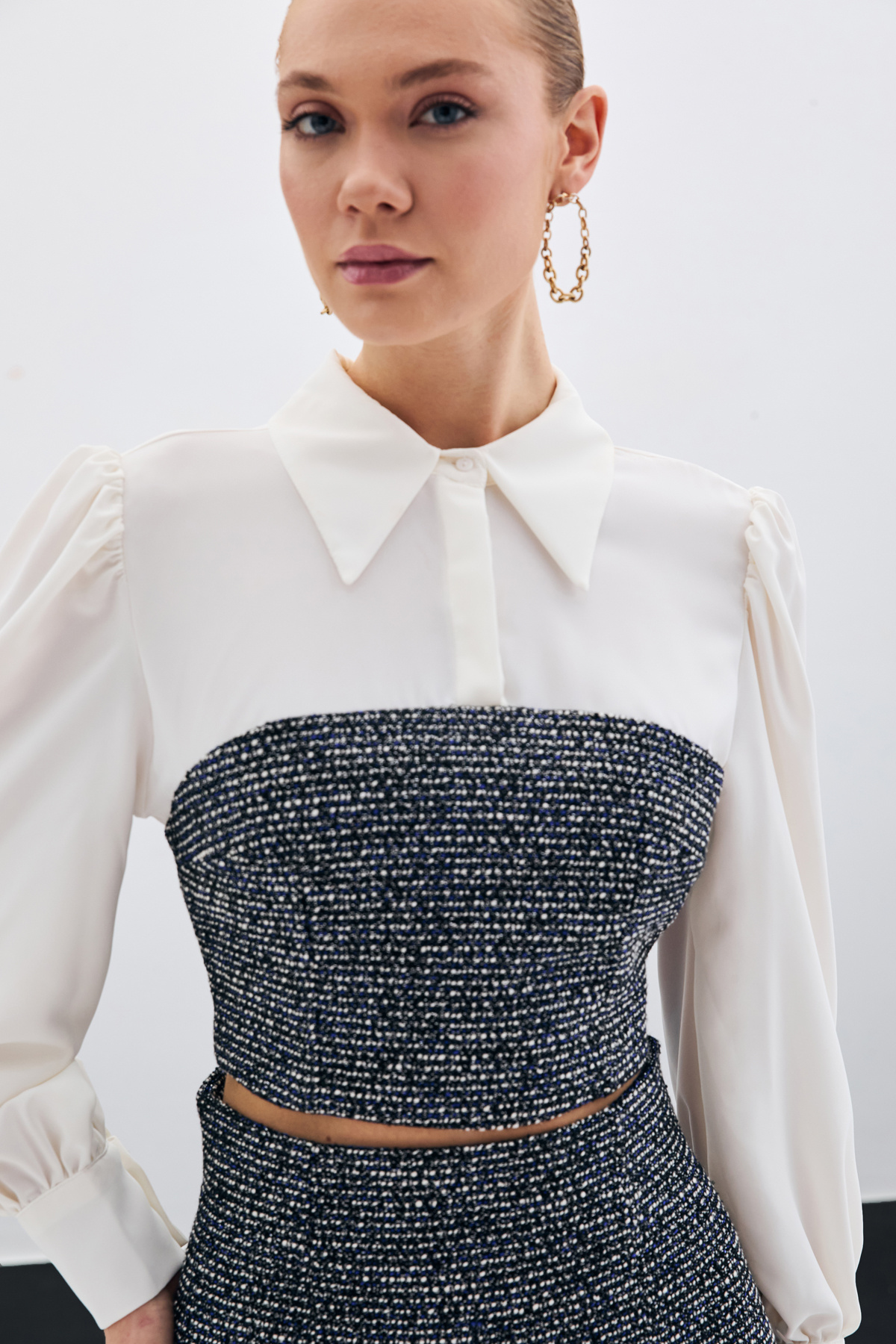 Tüvitli Gömlek Bluz - Sax Mavi