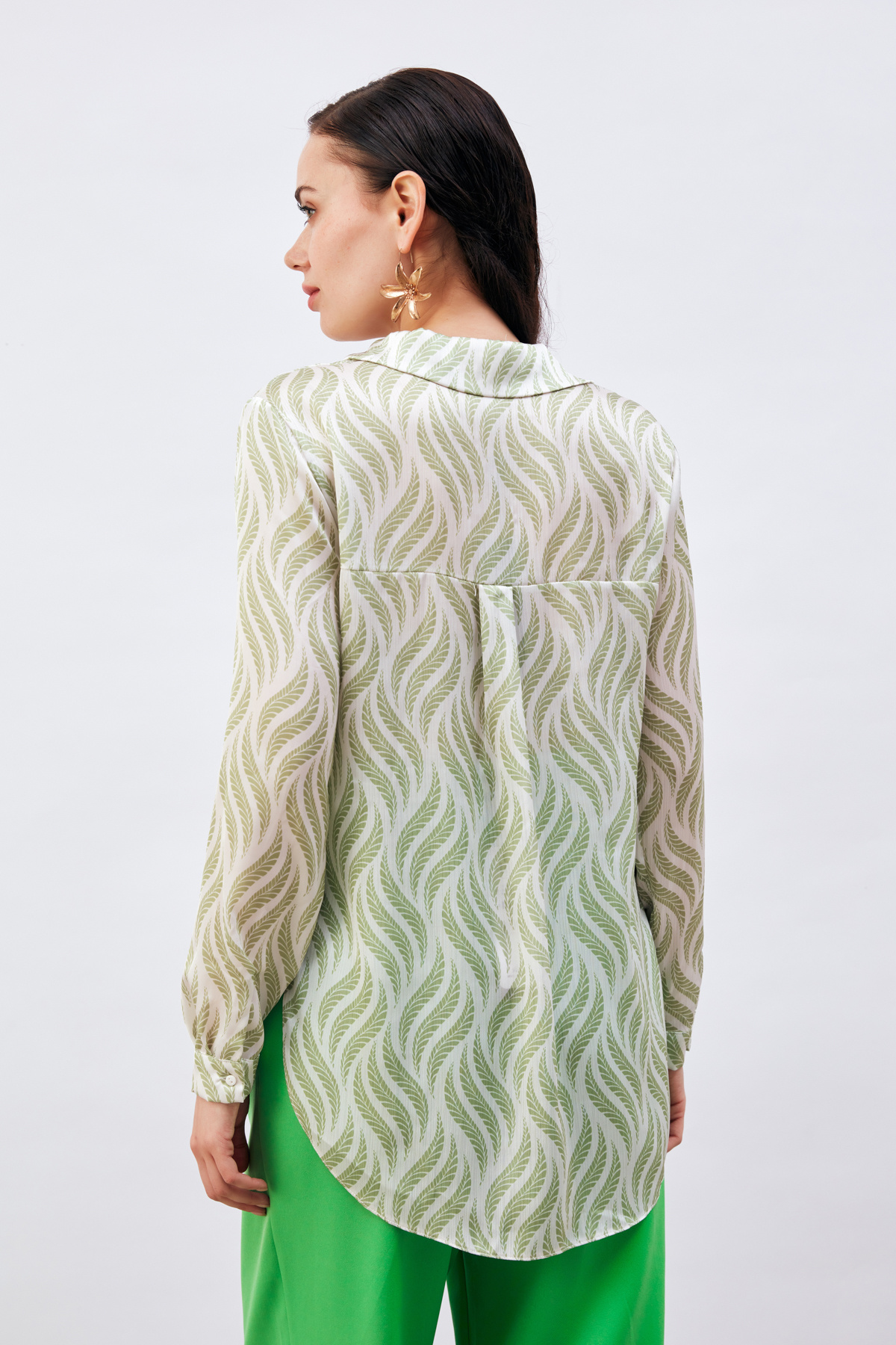 Uzun Desenli Gömlek - YEŞİL