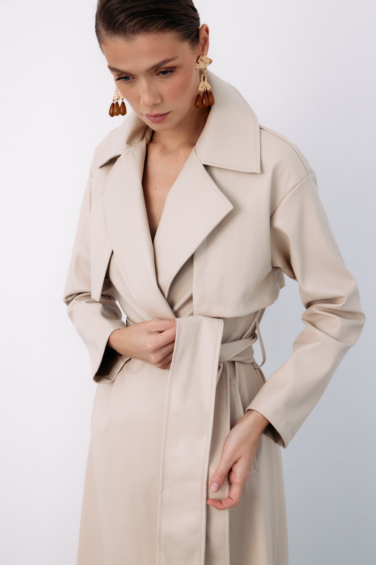 Uzun  kemerli deri  trenç - TAŞ