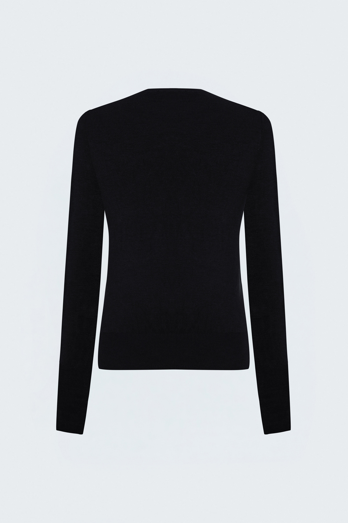 Long-Sleeve Knit Top with Snap-Button Detail - Black