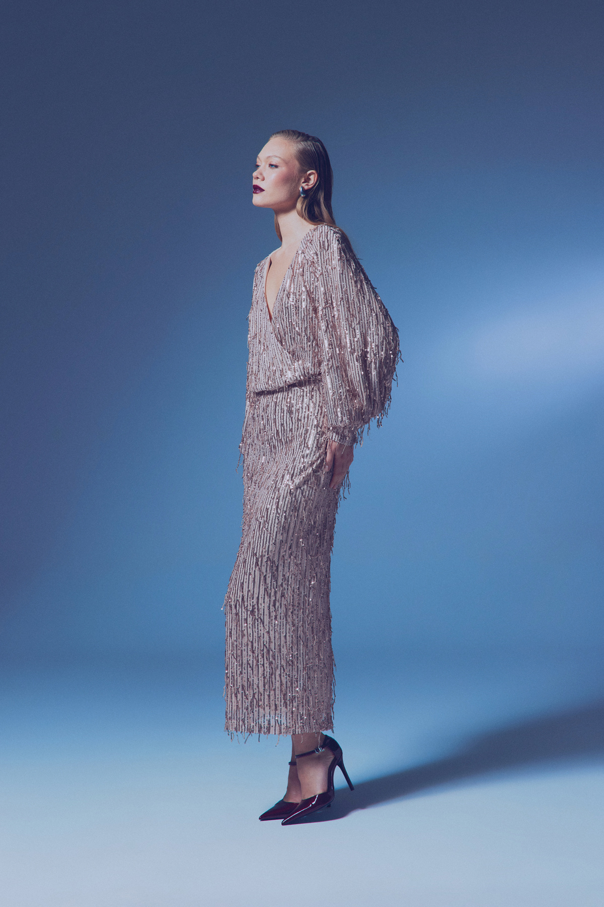 Uzun Payetli Etek - BAKIR