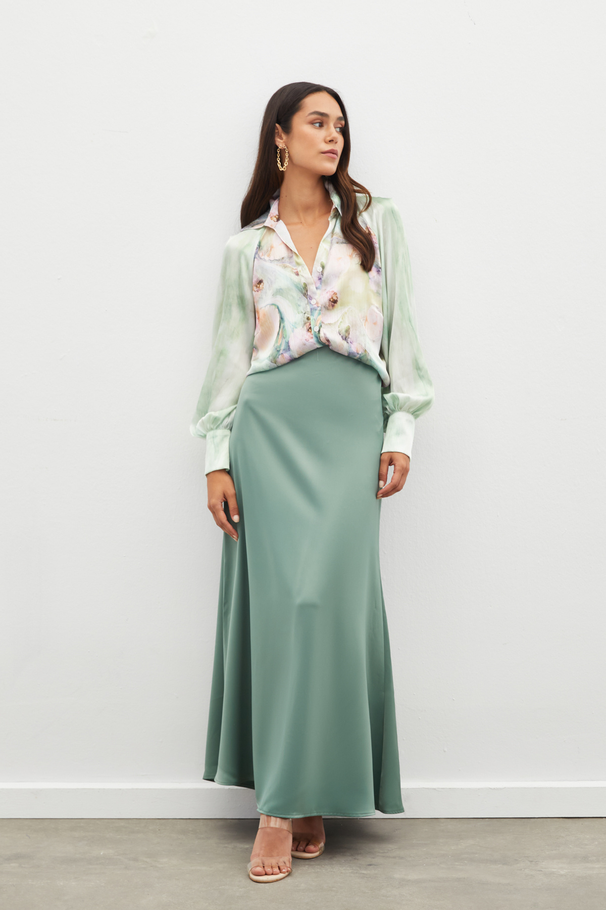 Uzun Saten Etek - HAKİ