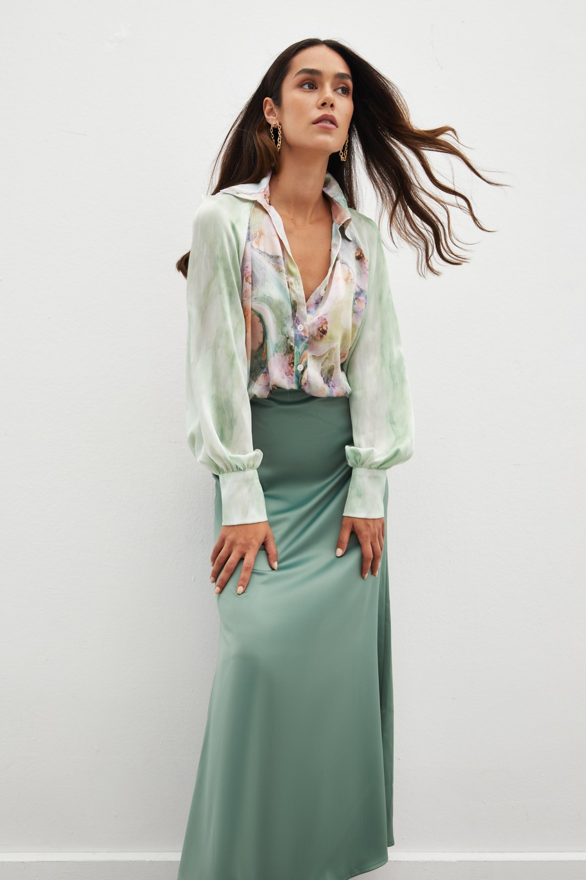 Uzun Saten Etek - HAKİ