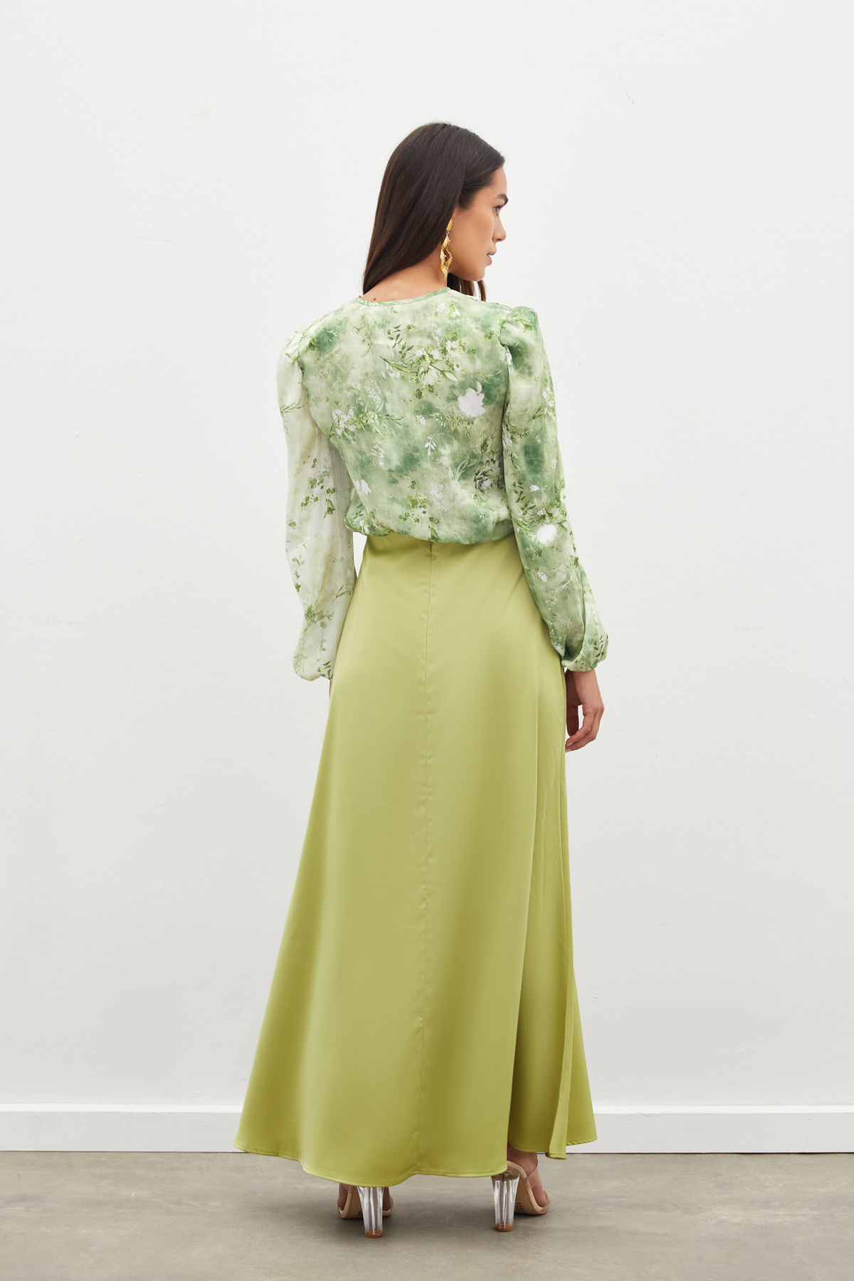 Uzun Saten Etek - YAĞ YEŞİLİ