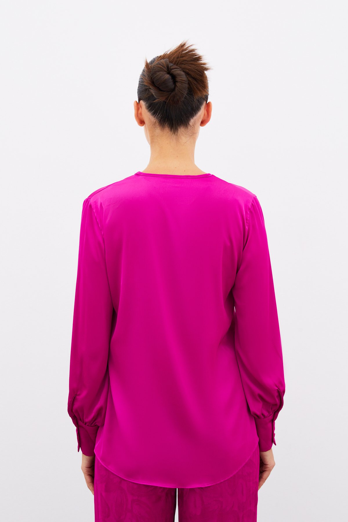 V Yaka Saten Bluz - FUSYA