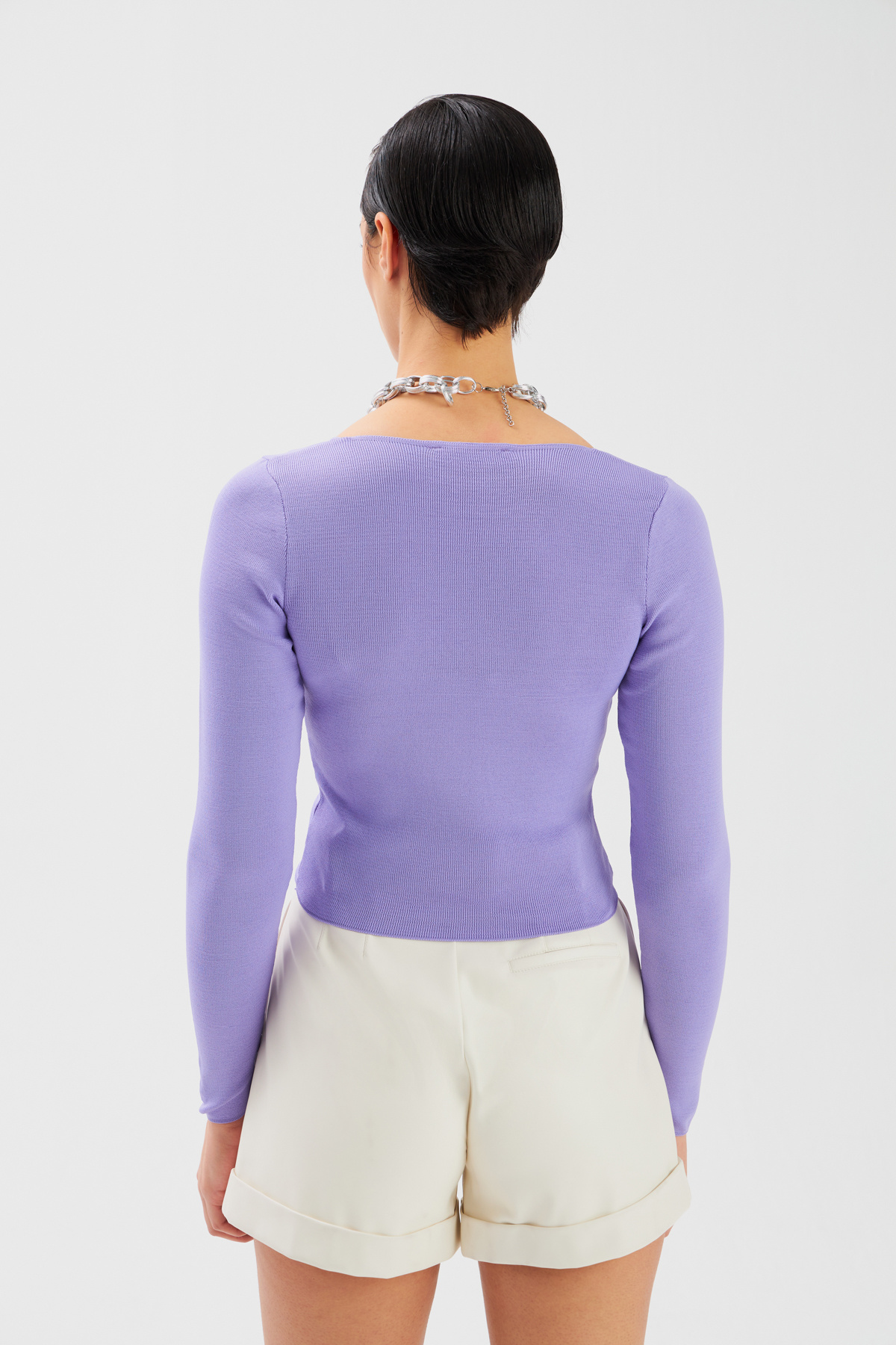 V Neck Crop Knitwear - LILA