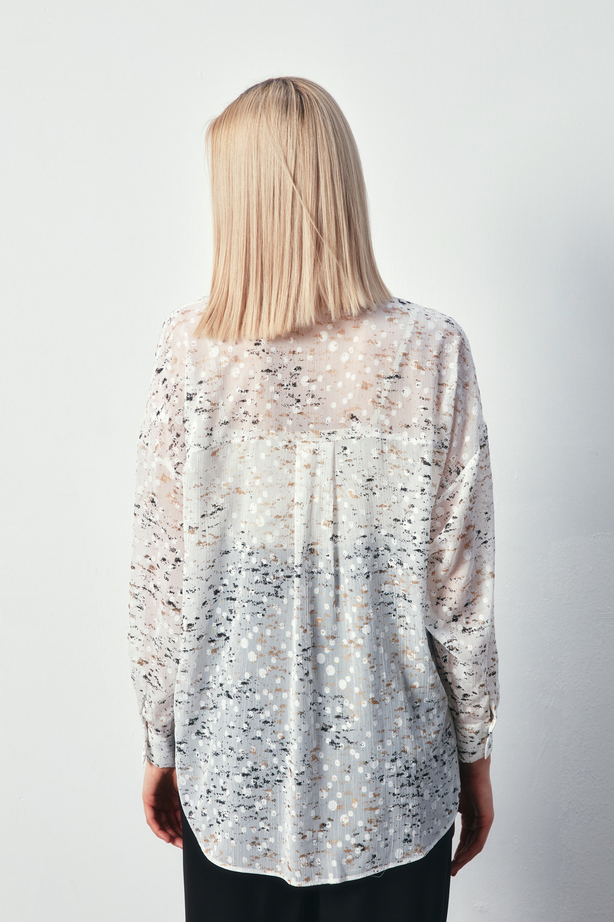 Varaklı Geniş Gömlek - EKRU-GOLD