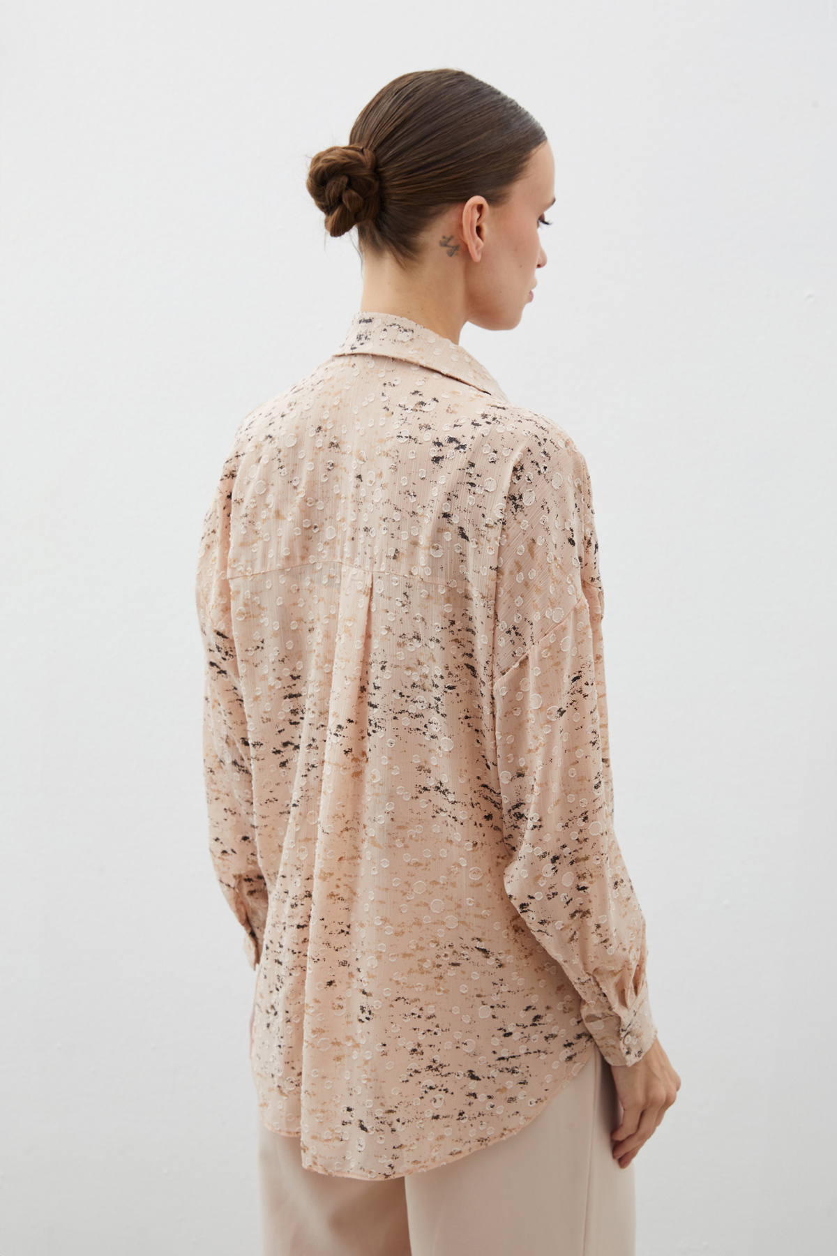 Varaklı Geniş Gömlek - PUDRA-GOLD