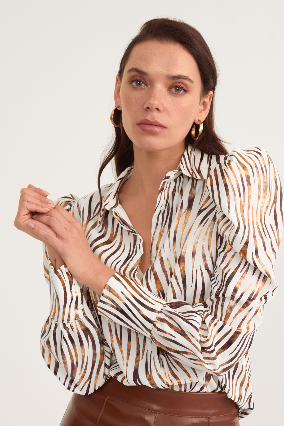 Shirt with padded print detail - ECRU