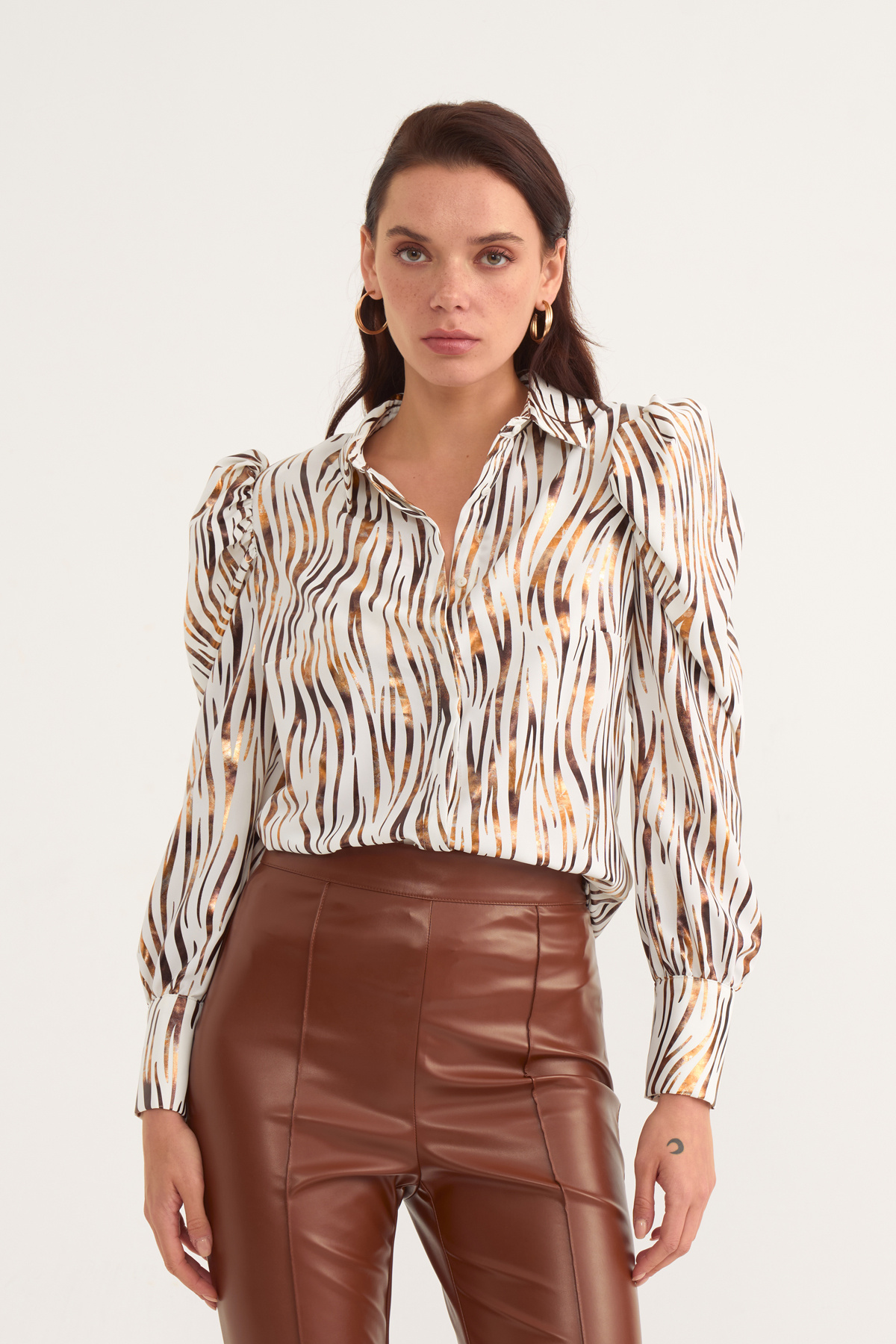 Shirt with padded print detail - ECRU