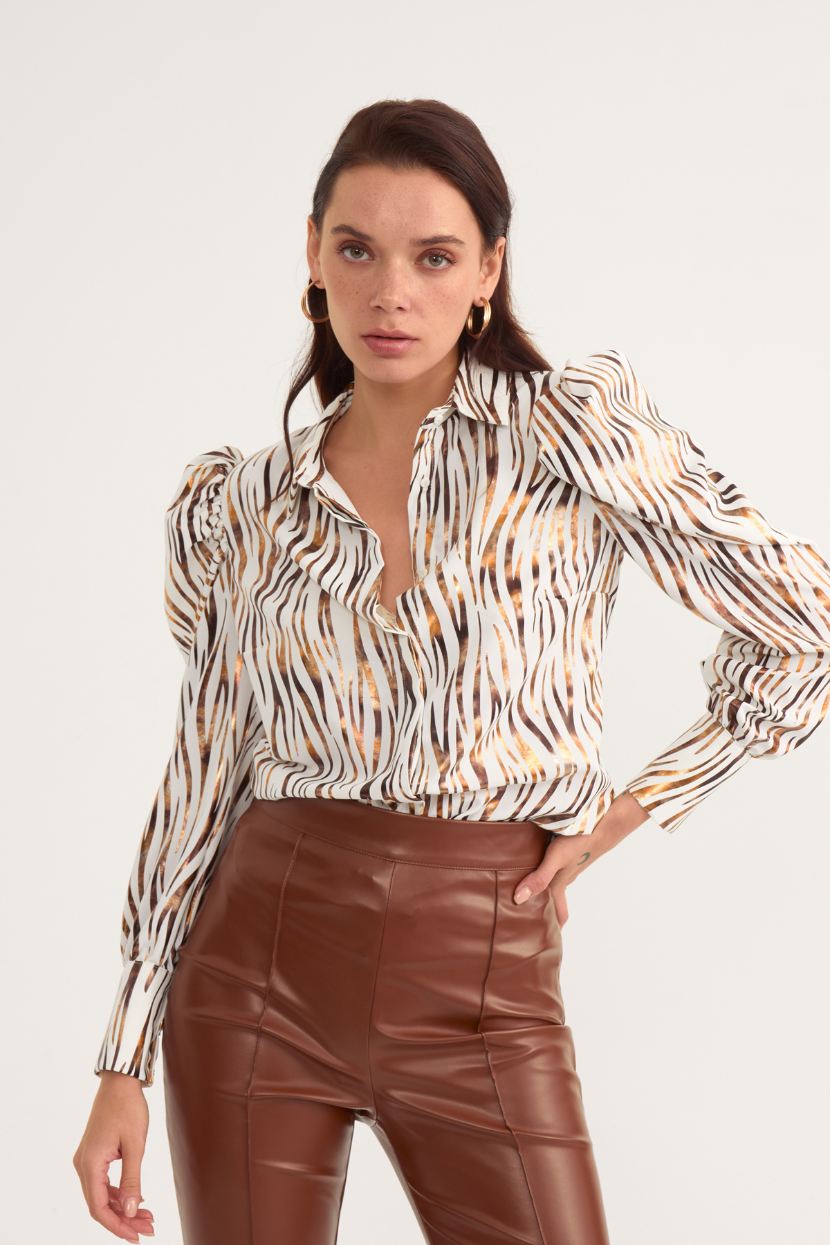 Shirt with padded print detail - ECRU