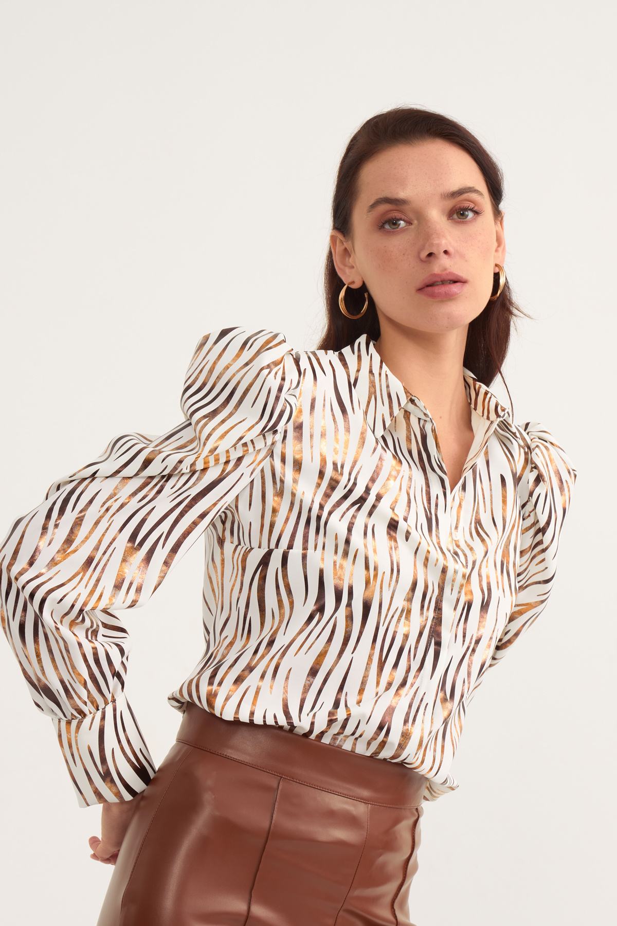 Shirt with padded print detail - ECRU