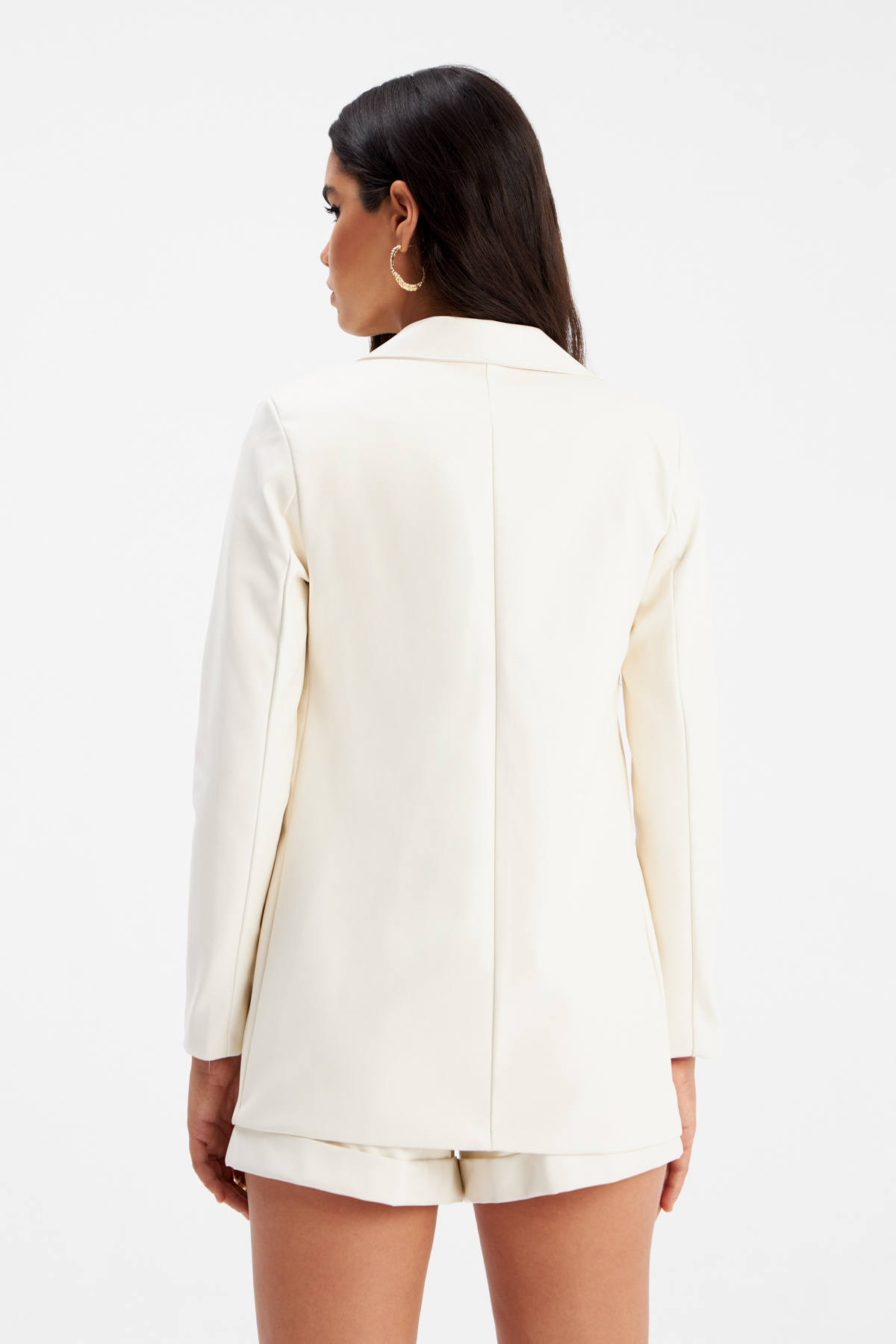 Vatkalı Deri Ceket - EKRU