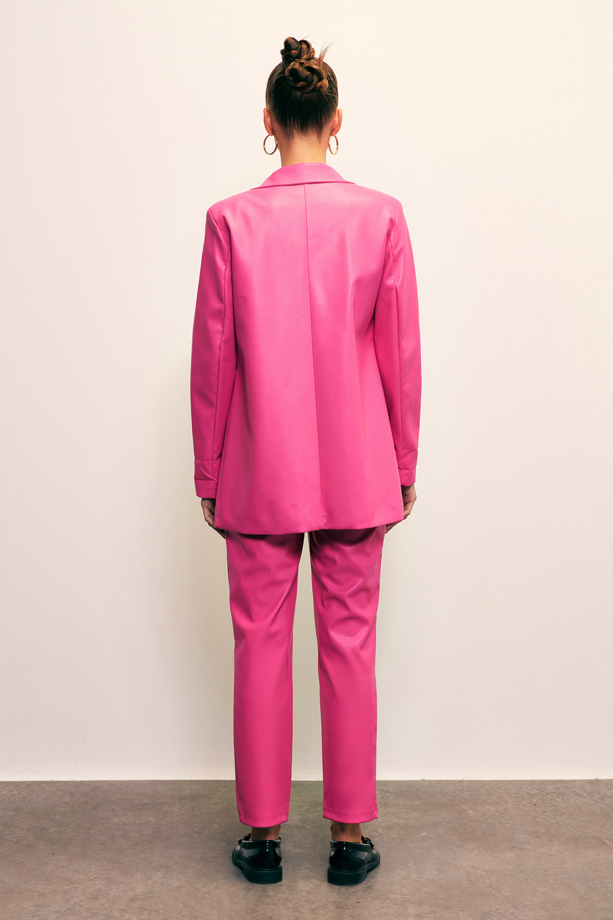 Vatkalı Deri Ceket - FUŞYA