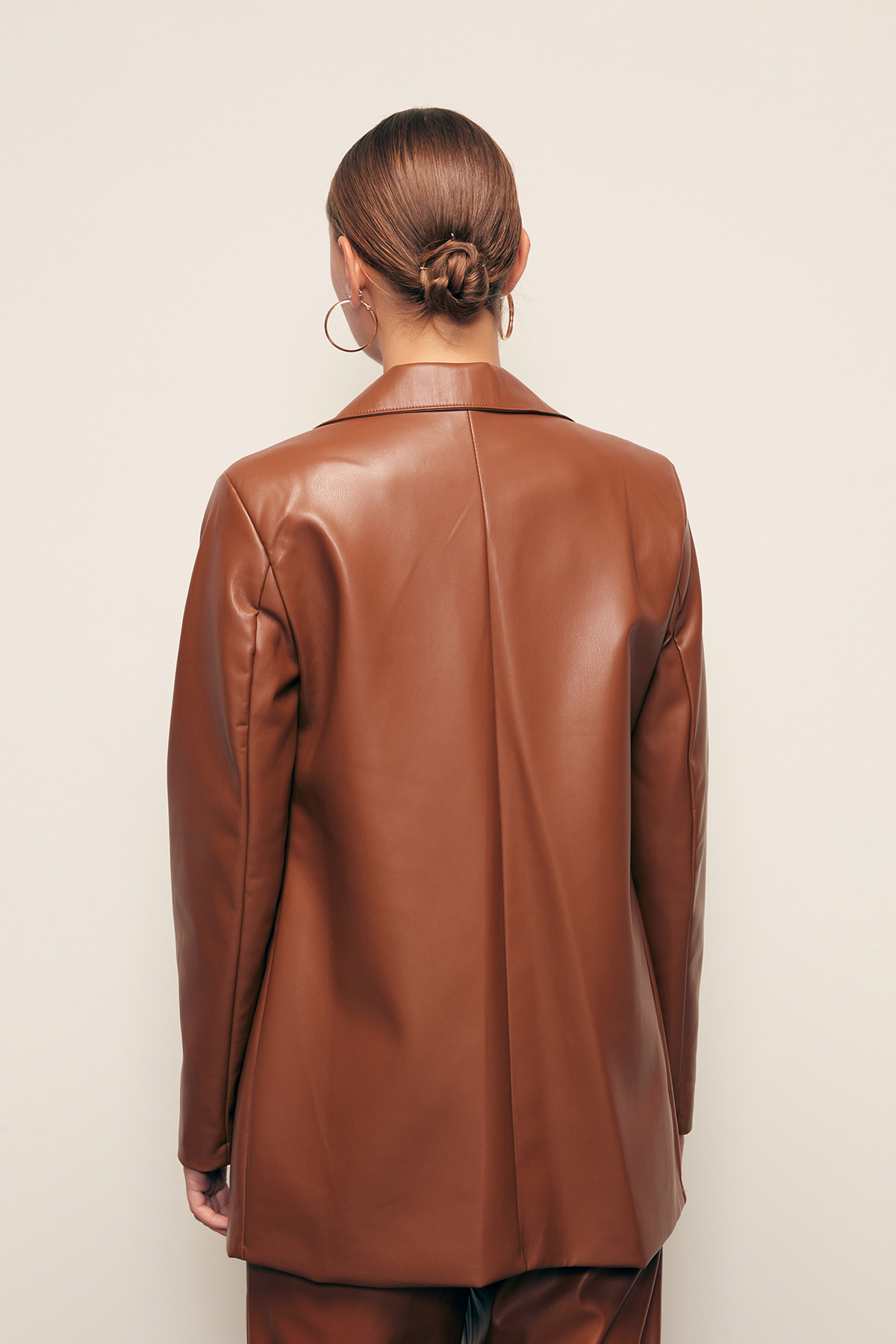 Vatkalı Deri Ceket - KAHVE