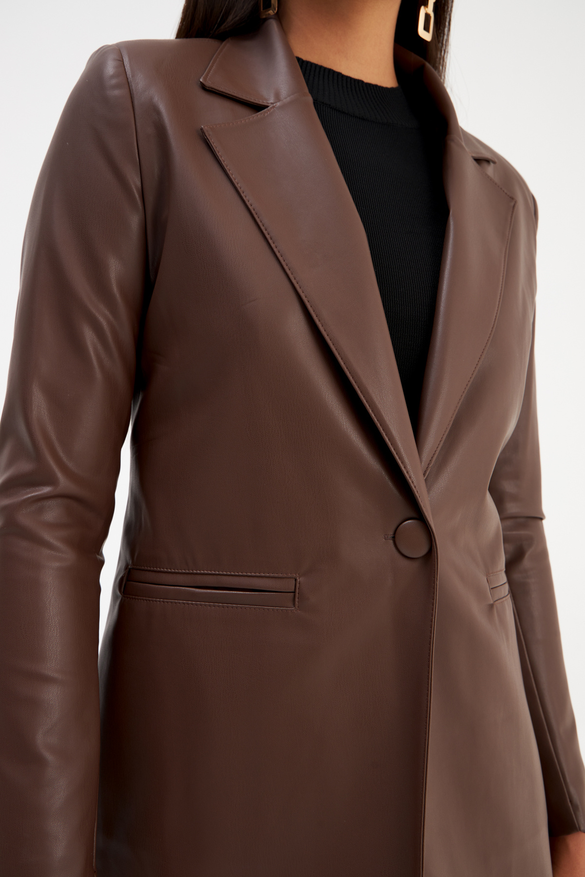 Vatkalı Deri Ceket - KOYU KAHVE