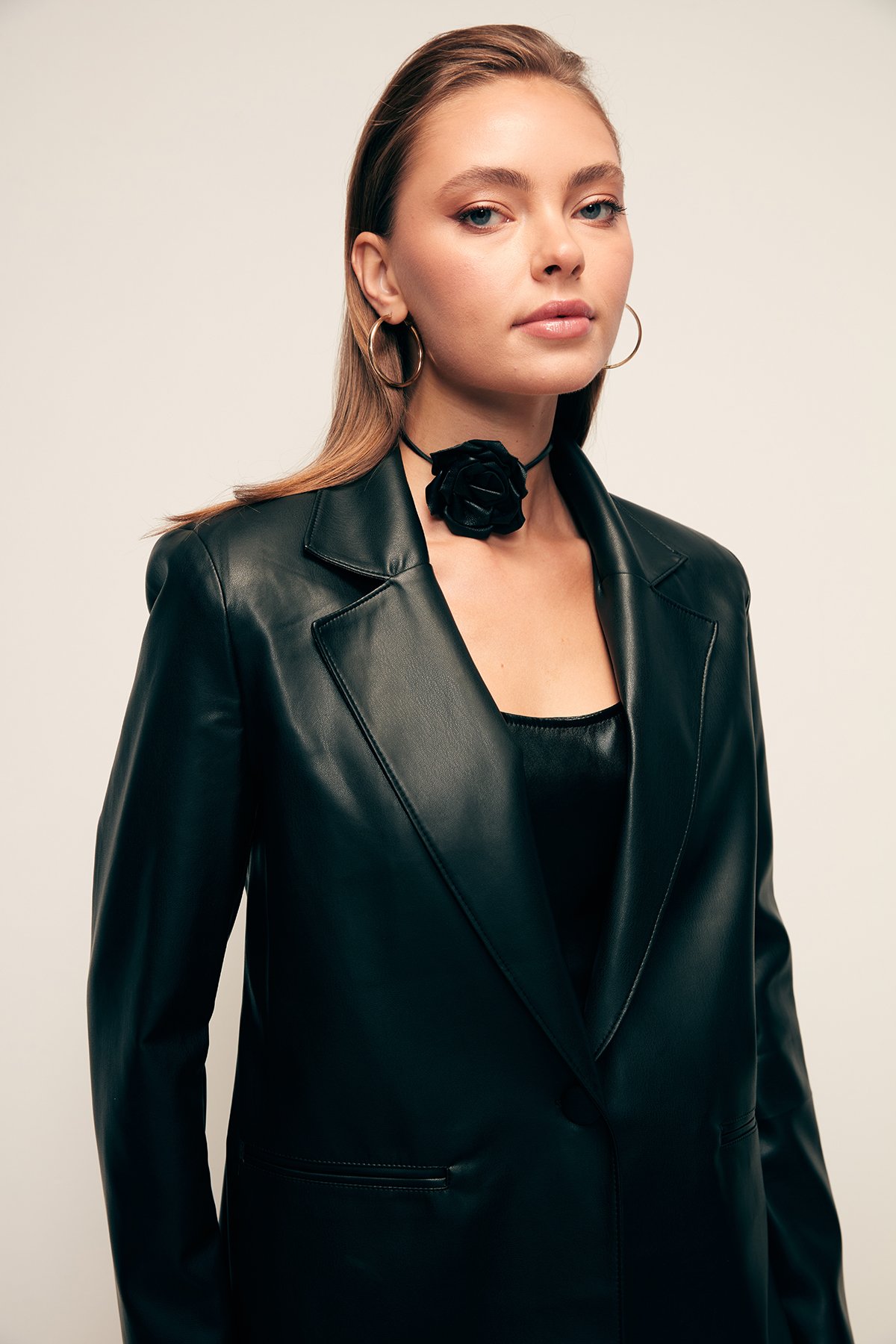 Vatkalı Deri Ceket - SİYAH