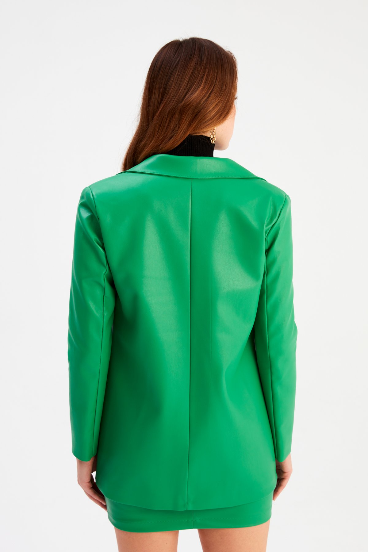 Vatkalı Deri Ceket - YEŞİL