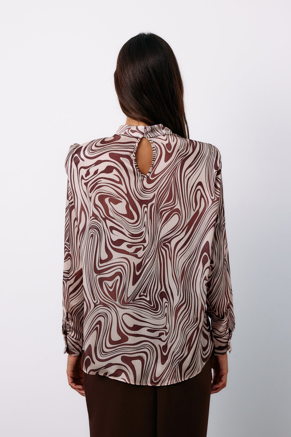 Padded Patterned Blouse - MINK