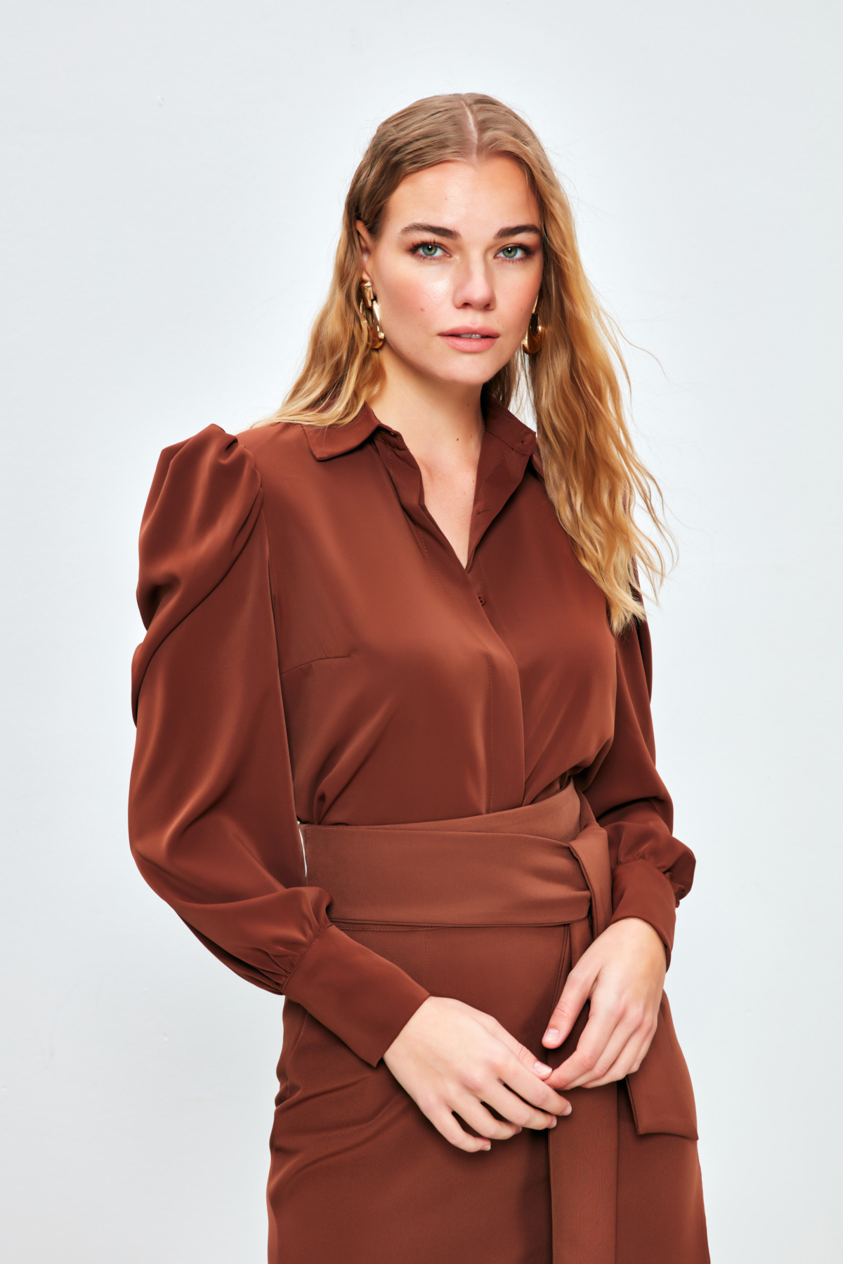 Vatkalı Klasik Gömlek - KAHVE