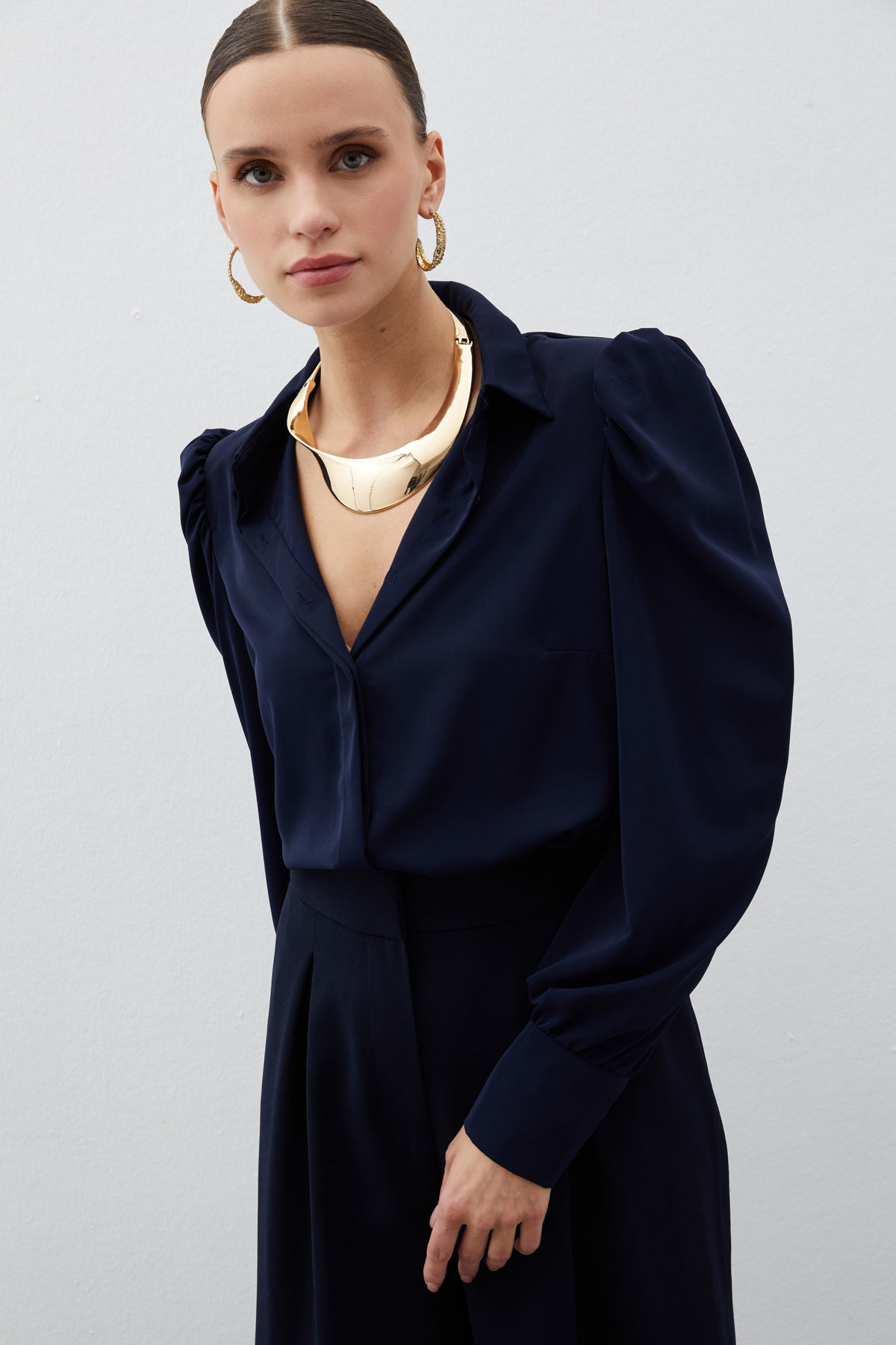 Vatkalı Klasik Gömlek - LACİVERT