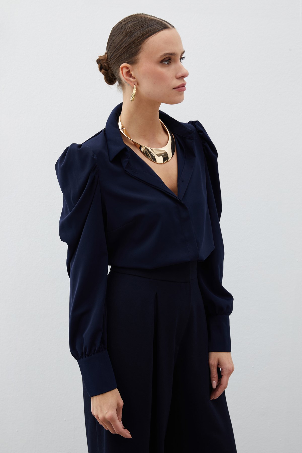 Vatkalı Klasik Gömlek - LACİVERT