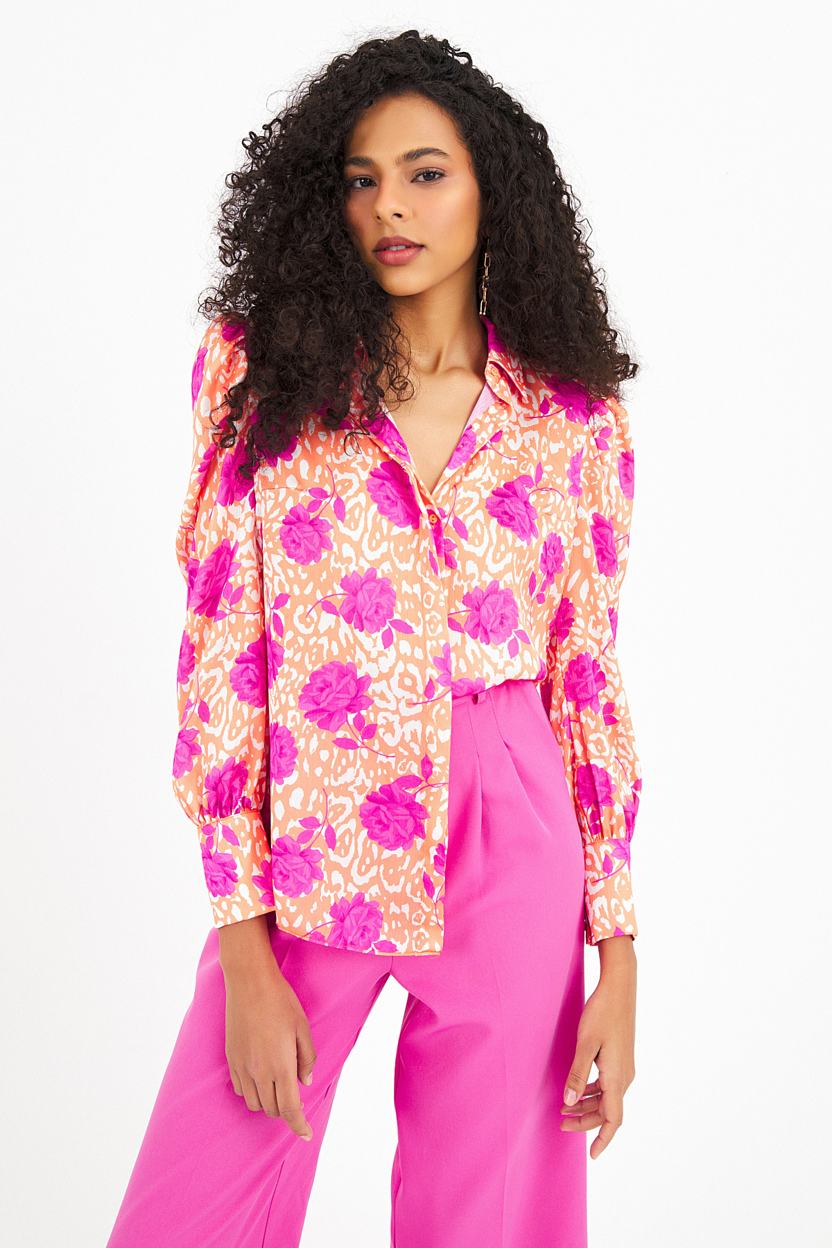 Vatkalı salaş gömlek - ORANJ