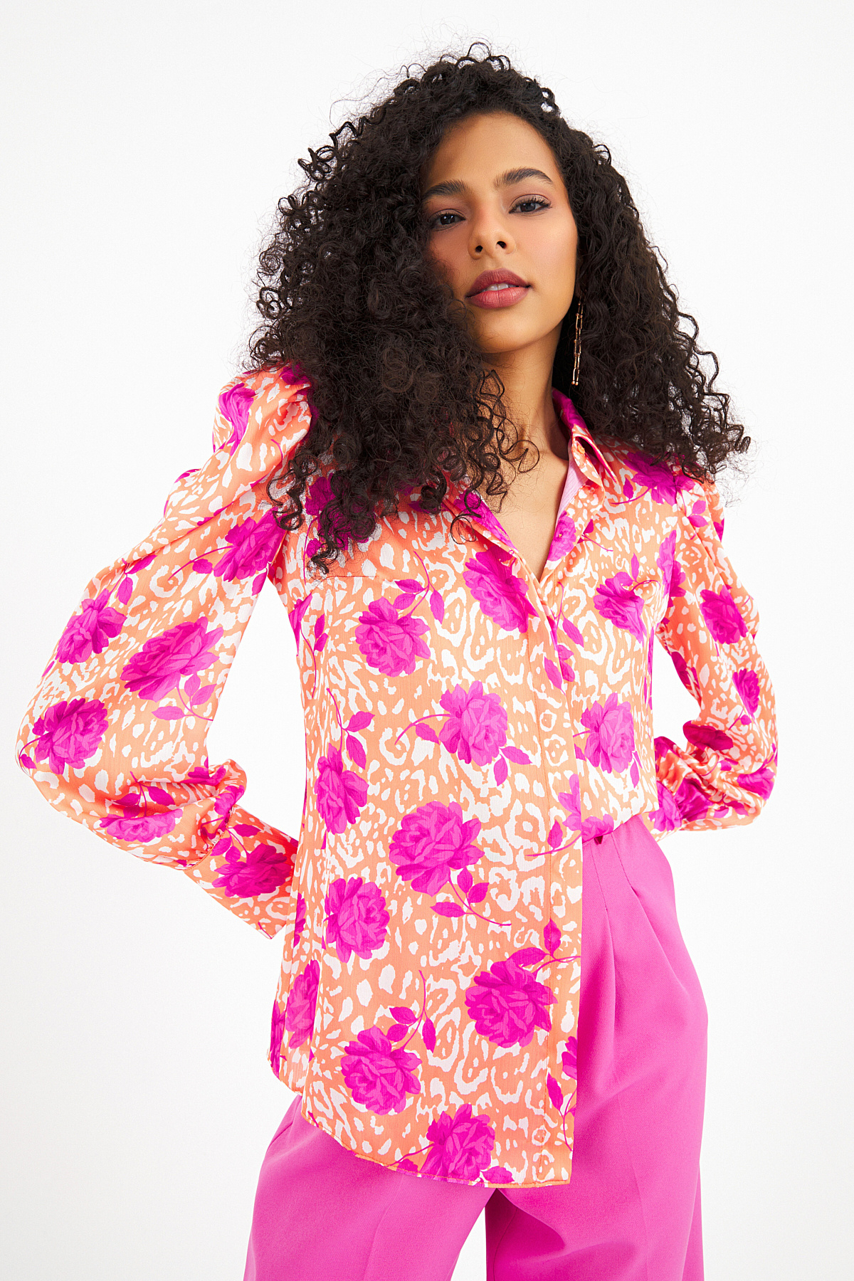 Vatkalı salaş gömlek - ORANJ