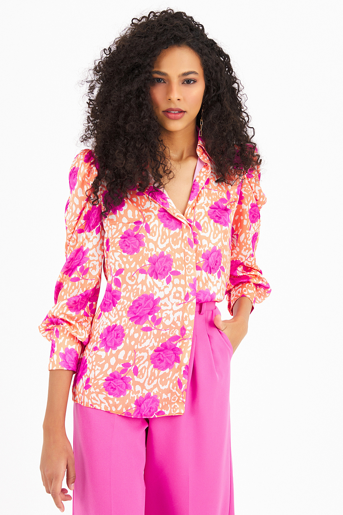 Vatkalı salaş gömlek - ORANJ